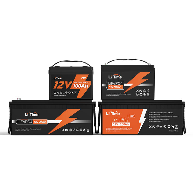 Auswahl verschiedener LiTime 12-Volt-LiFePO4-Batterien
