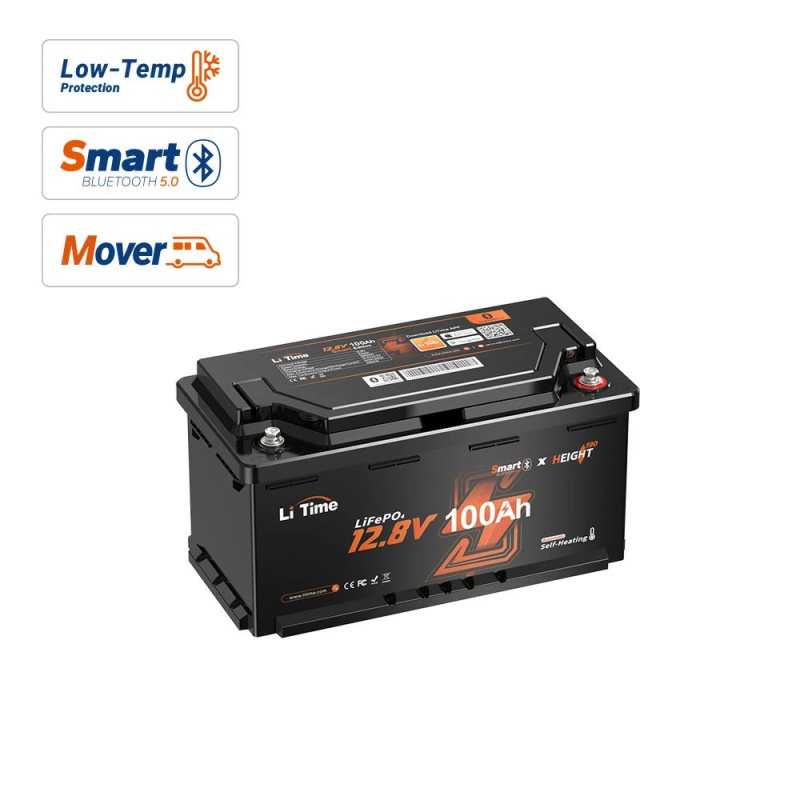LiTime 12 V 100 Ah H190 LiFePO4-Batterie mit Selbsterwärmung